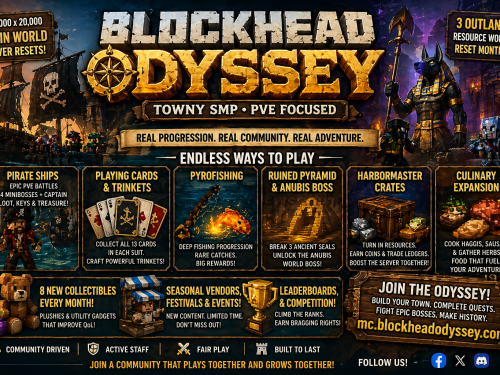 Blockhead Odyssey SMP - Java Edition Survival Minecraft Server - mc.BlockheadOdyssey.com